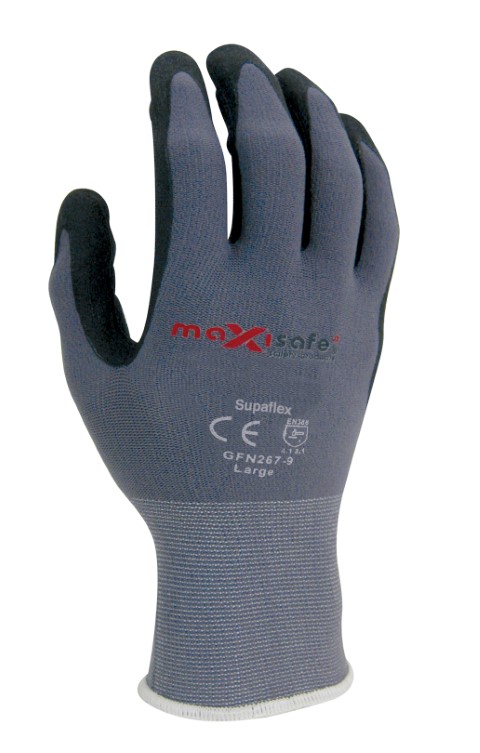 MAXISAFE GLOVES SUPERFLEX POLYURETHANE/NITRILE FOAM COAT XS